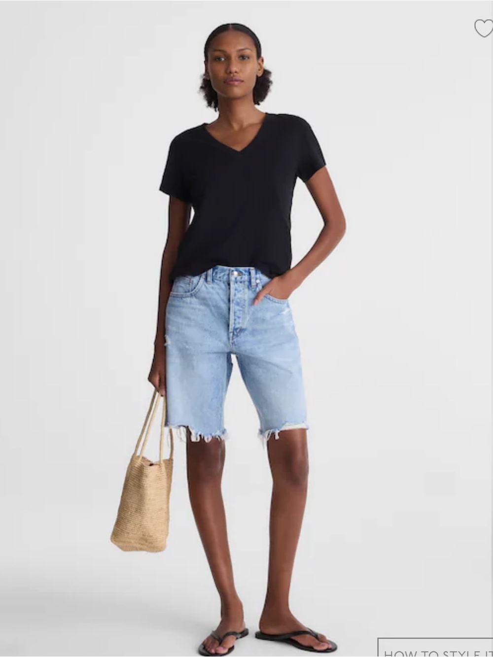 Madewell The Essex Long Baggy Jean Denim Shorts 32 $88
